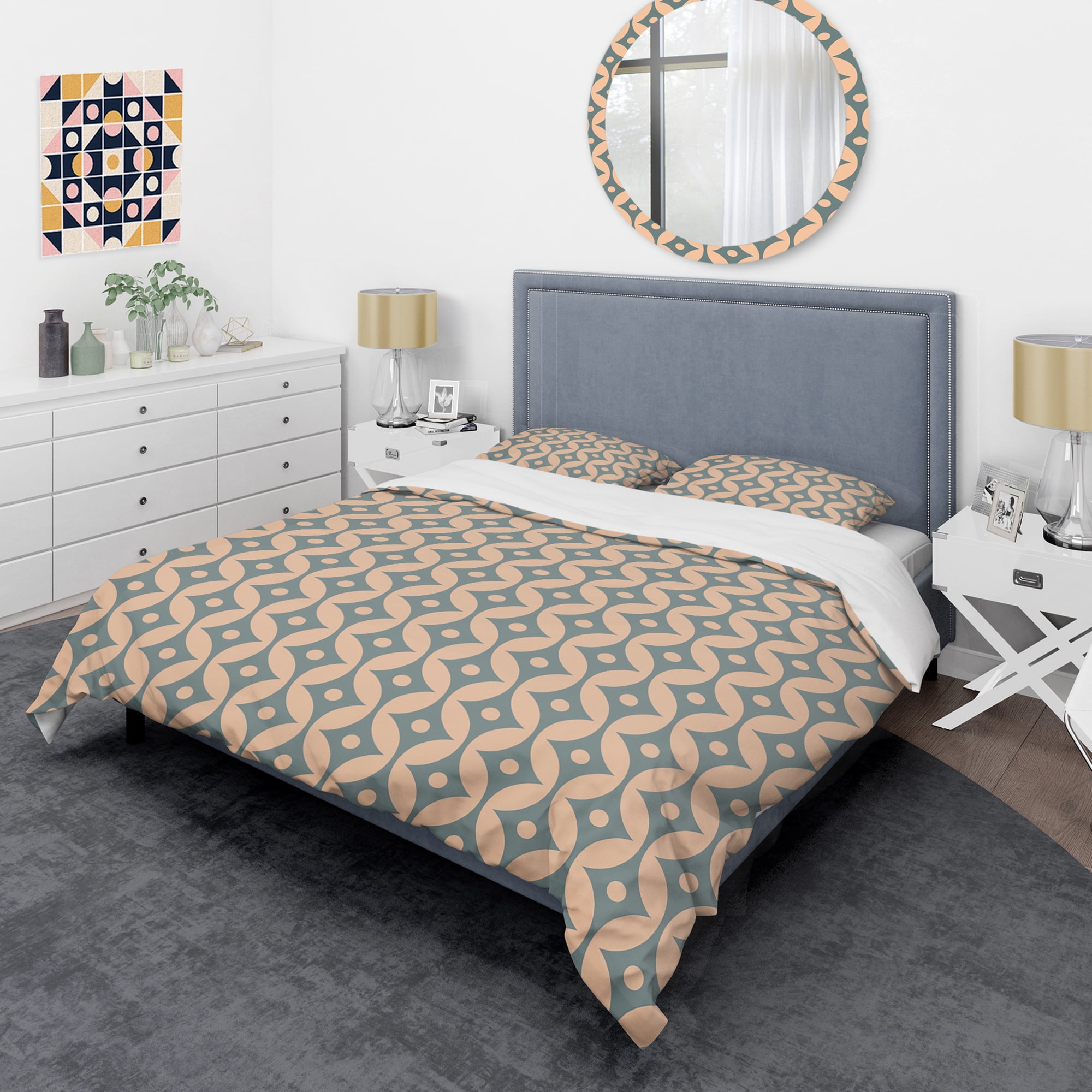 Designart 'Retro Pattern Abstract Design IV' Mid-Century Modern Duvet Cover Set