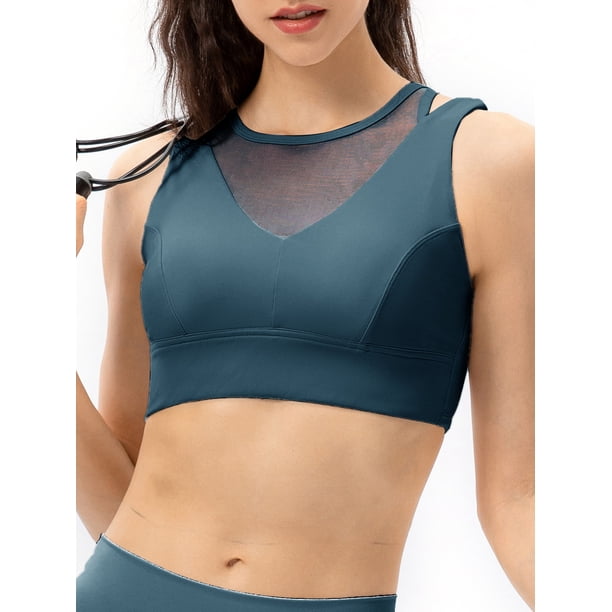 Sujetador de yoga para mujer Malla ahuecada Entrenamiento sin cables Jogging Casual