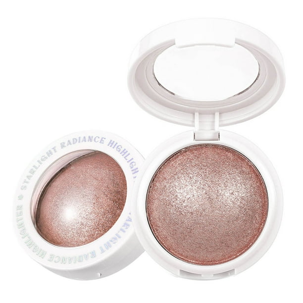 Polvos iluminadores sueltos e impermeables, ligeros, correctores de tono, acabado brillante, para un iluminador circular compacto.