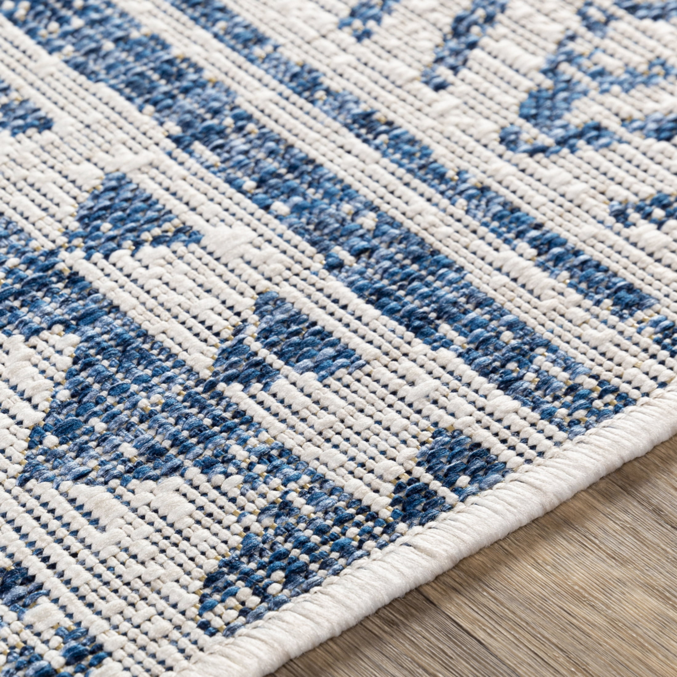 Livabliss Outdoor Rugs, 9ft Round Eagean Global Blue Square Area Rug for Patio, Porch, Deck, Backyard, Waterproof Indoor Outdoor Carpet (7'10" x 7'10")