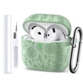 thumbnail image 1 of Funda DaQin para AirPods 4, kit de silicona blanda grabada con flores, 1 of 9