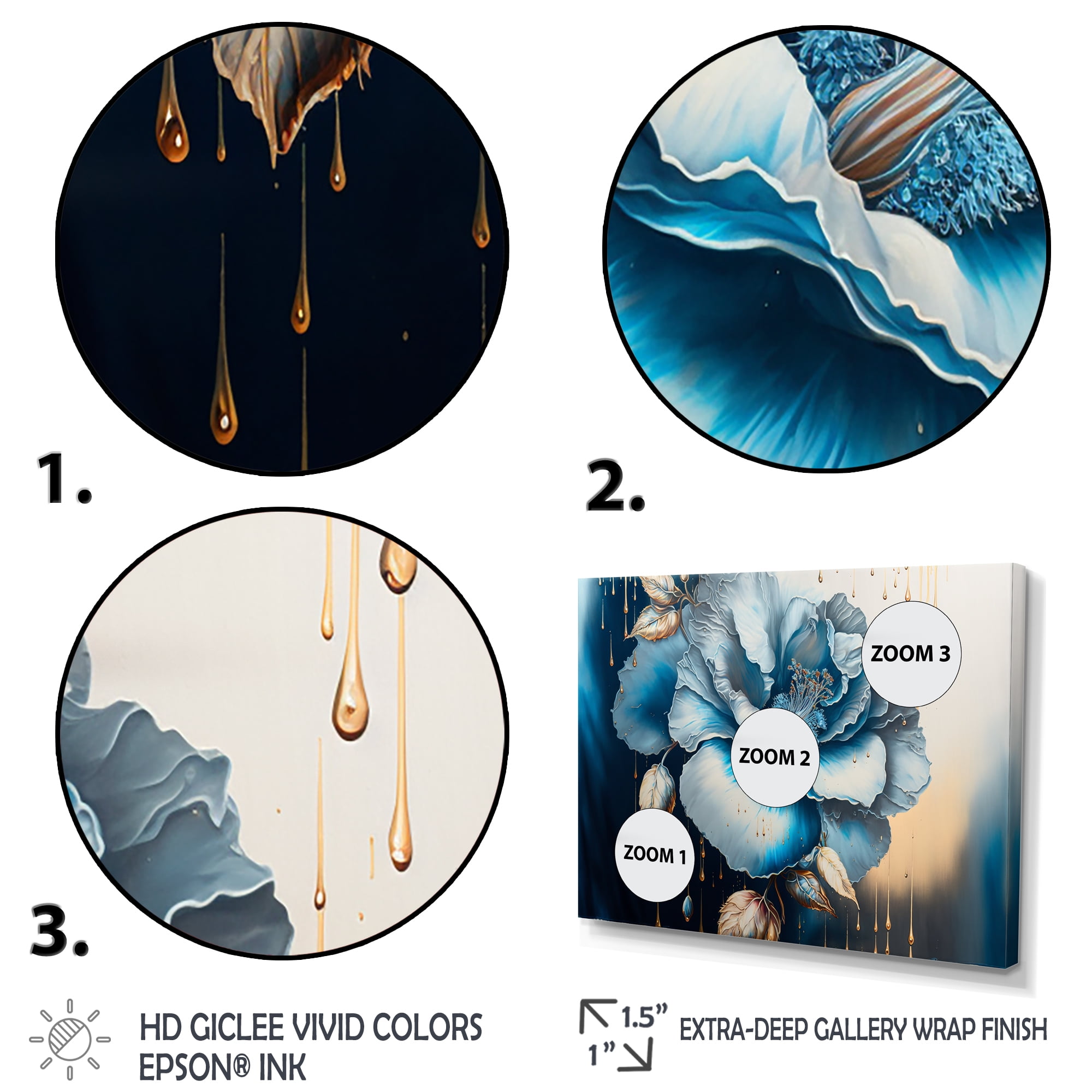 Designart Ice Blue Hibiscus Canvas Wall Art