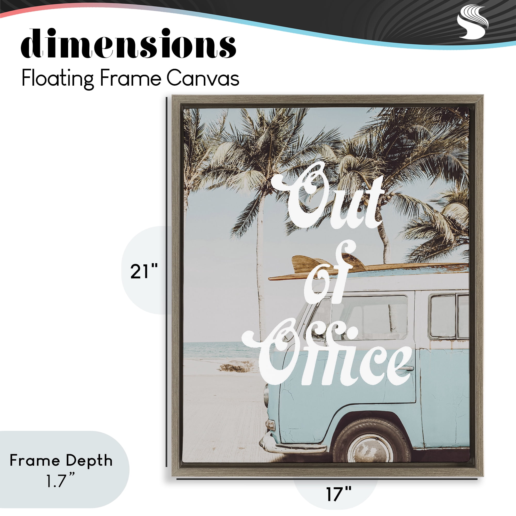 Stupell Industries Retro Out Of Office Beach Brown Framed Floater Canvas Wall Art, design by Lil' Rue