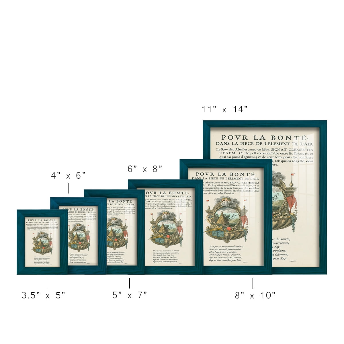 Printed Embellished Bookplate III - Framed Print w/glass - Ocean Blue