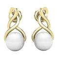 thumbnail image 2 of Dazzlingrock Collection 6mm Round White Freshwater Pearl Swirl Screwback Stud Earrings for Women (Color White, Clarity Clean) in 14K Yellow Gold, 2 of 5