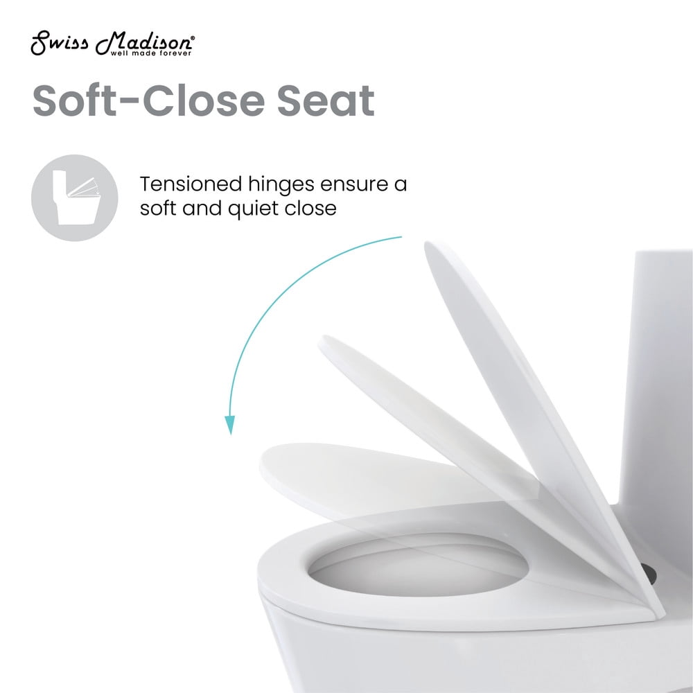 Sublime One Piece Elongated Toilet Dual Flush, Black Hardware 1.1/1.6 gpf