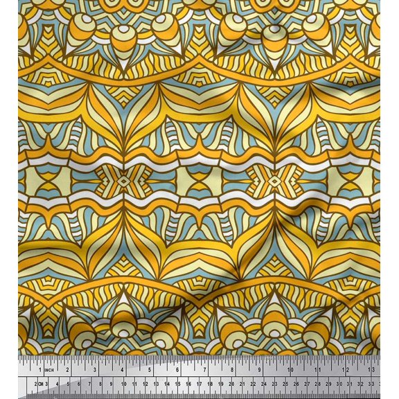 Soimoi Poly Georgette Fabric Mandala Kaleidoscope Print Fabric by The Yard 42 Inch Wide