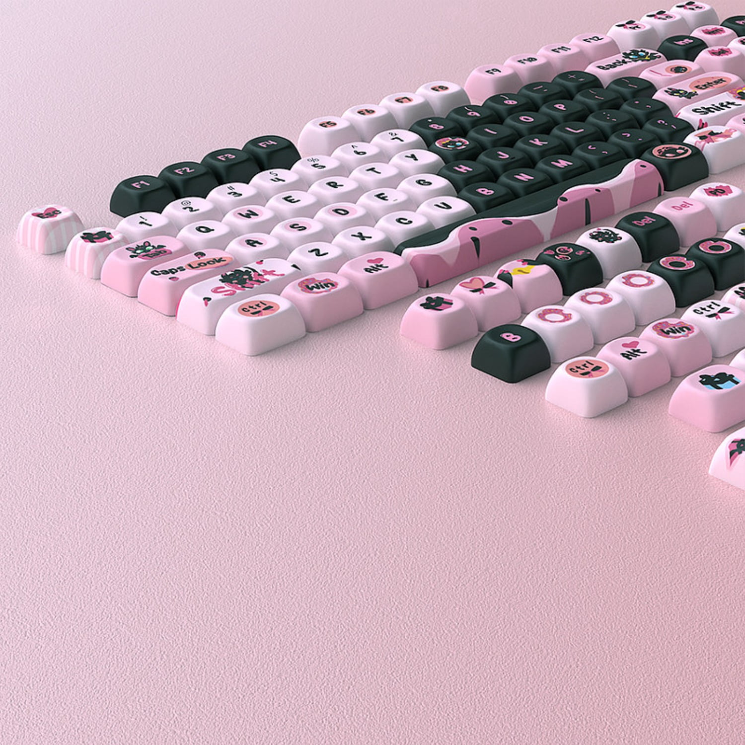 Cartoon Little Black Dragon Keycap Set, PBT Dye-Sublimation Original Design Cherry/MOA Profile Keycaps for Mechanical Keyboard