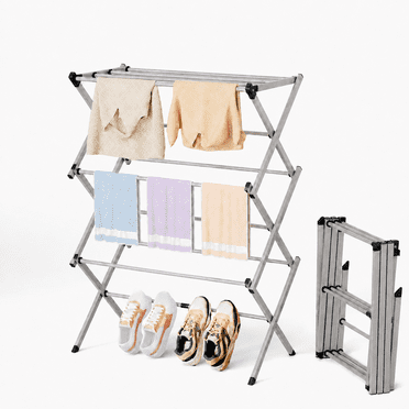 Sakugi Clothes Drying Rack, 2-Tier Foldable Laundry Drying Rack for ...