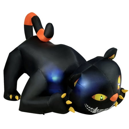 Costway 6' Giant Creeping Black Cat LED Lights Halloween Inflatable Garden Decrations