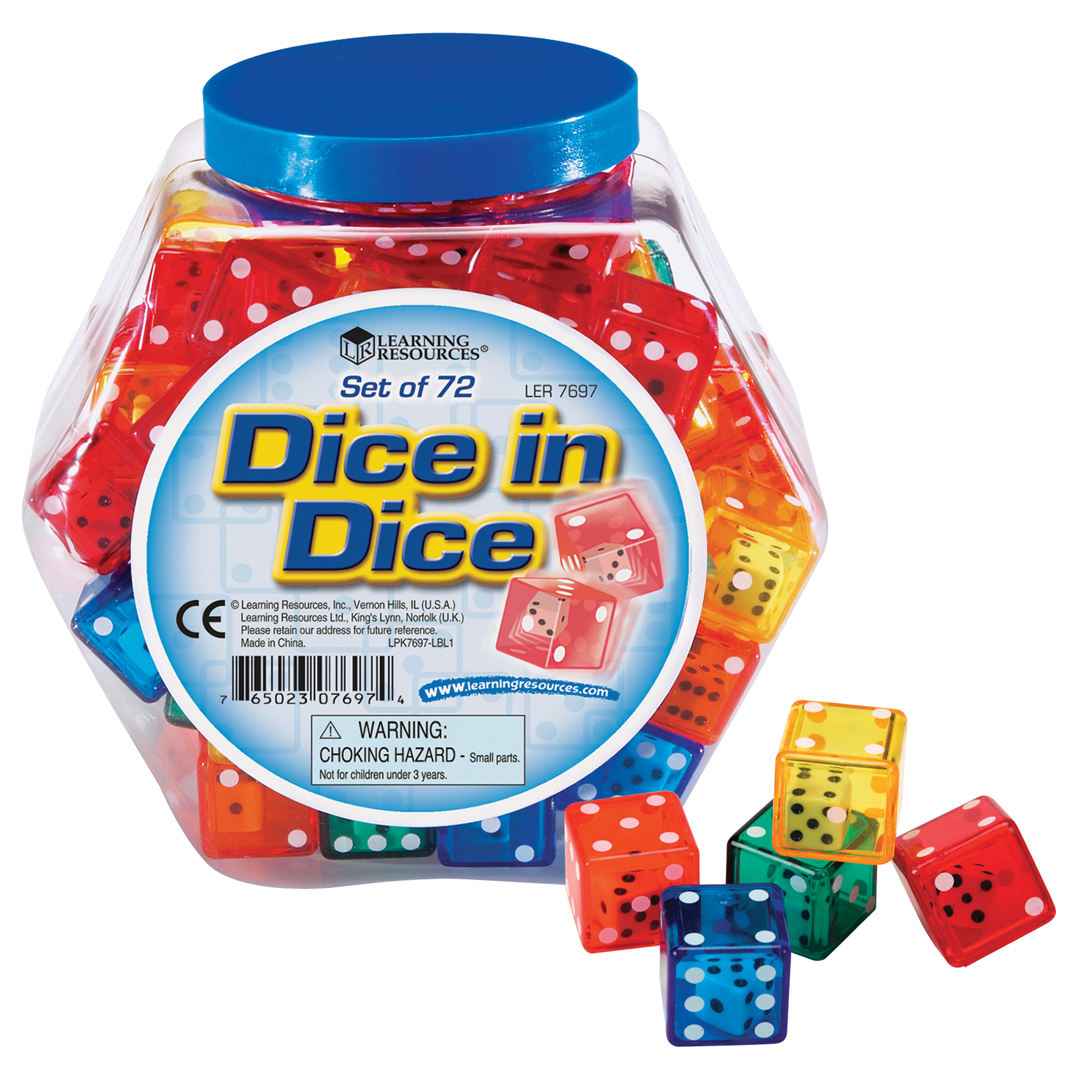 Learning Resources® Dice in Dice Bucket, 72 Per Pack