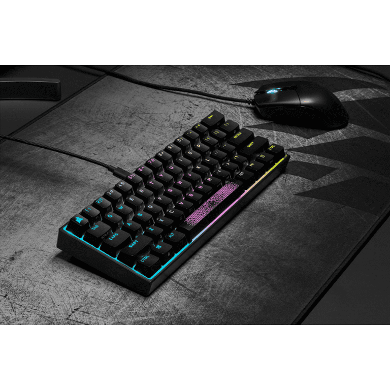 Corsair K65 RGB Mini 60% Mechanical Gaming Keyboard - Cherry MX Red Keyswitches, Detachable USB Type C