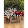 thumbnail image 2 of Outdoor Tablecloth with Umbrella Hole and Zipper, Black Red Plaid Christmas Rectangle Table Cloth 60x102 Inch Waterproof Tablecloth, Gnomes Xmas Tree Snowflake Gifts Birds Picnic Table Cover, 2 of 7