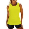 thumbnail image 6 of ZQGJB Women Tankini Top Only High Neck Bathing Suit Top Solid Color Tummy Control Swimsuit Top Ruched Swim Top without Bottom Yellow M, 6 of 7