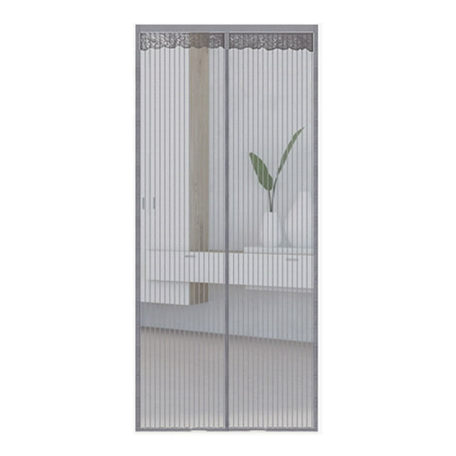 Graflsoa Magnetic Hook & Loop Door Screen - Silver Gray, 80cm x 210cm, No-Drill Insect Net with Self-Adhesive Strips for Easy Installation