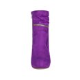 thumbnail image 6 of BLISSFUL STEP Women's Ankle Boots Faux Suede Mid-Calf Block Heel Round Toe Side Zipper Boots Purple 9.5, 6 of 7