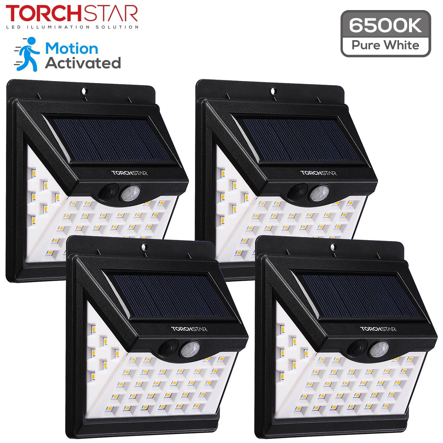 4 Pack 120 LED Solar Power Motion Sensor Wall Light Outdoor Garden Lamp Black 