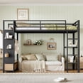 thumbnail image 3 of Leumius Twin XL size Loft Bed with Wardrobe,Metal Loft Bed Frame with Storage Shelves and Pegboard,, 3 of 13