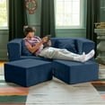 thumbnail image 5 of Jaxx Zipline Convertible Sleeper Loveseat & Ottomans, Textured Microvelvet - Indigo, 5 of 7