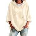thumbnail image 2 of MOONDU Women's Short Sleeve Hoodie Hooded Sweatshirt Drawstring Pullover Solid Color Loose Fit Casual Summer Top for Gym Yoga Everyday Wear 8 Colors S-XXL, 2 of 7