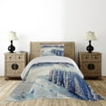 thumbnail image 3 of Ambesonne Black White Quilted Coverlet 2 Pcs, Snowy Winter View, Twin Size, Blue Grey White, 3 of 5