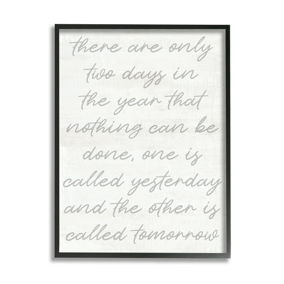 Stupell Motivational Yesterday & Tomorrow Phrase Inspirational Painting Black Framed Art Print Wall Art