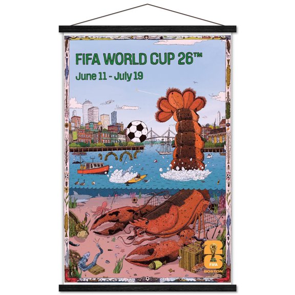 FIFA World Cup 2026 - Boston Wall Poster with Magnetic Frame, 22.375" x 34"