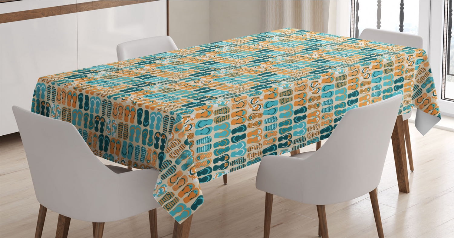 Flip Flop Tablecloth, Upside down Horizontally Aligned Pairs of Sandals ...
