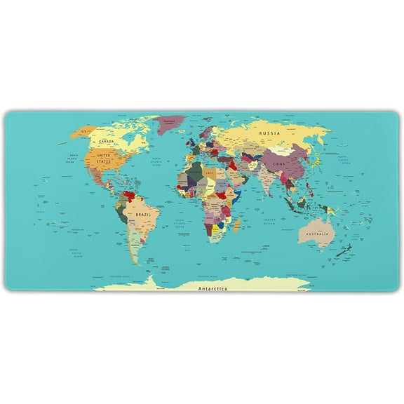 Extra Large World Map Mouse Pad XXXL Mousepad Gaming Accessories Waterproof Full Desk Cover Mousepad with Stitched Edge for Laptop, Computer and PC, 35.5'''' x 16'''' World Map with Countries