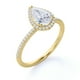 thumbnail image 4 of JeenMata Anillo de Compromiso de 1 Quilate con Corte de Pera - Anillo de Bodas - Anillo de Halo - Anillo Pavé - Anillo de Promesa - Baño de Oro Amarillo de 18 K sobre Plata, 4 of 6