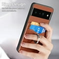 thumbnail image 6 of Carbon Fiber Patterned Case for Google Pixel 6 Pro, Wallet case with [360°Rotation Ring Kickstand] Credit Card Holder,PU Leather Shockproof Cover Women Men for Google Pixel 6 Pro, Brown, 6 of 8