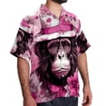 thumbnail image 2 of Pink Monkey Gorilla Men's Casual Printed Button Down Short Sleeve Beach Shirts, 2 of 6