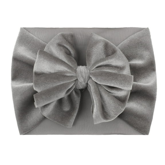 ‌Newborn Baby Headband - Soft Velvet Hair Bow for 0-3 Months, Photoshoot Props & Christmas Gift (Classic Gray)‌