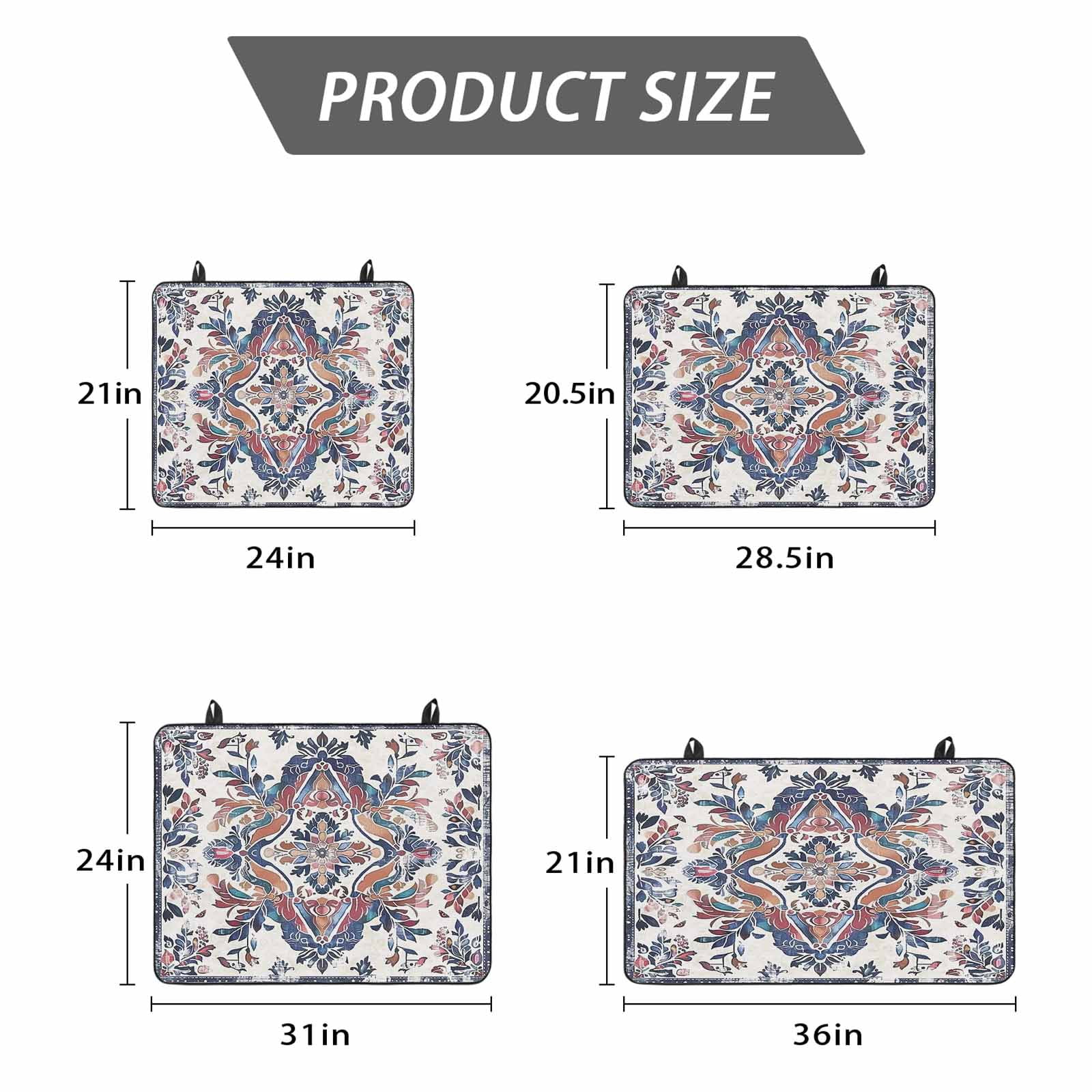 Boho Navy Blue Stove Top Cover for Electric Stove, Heat-proof & Non Slip Glass Top Stove Cover Protector, Vintage Southwestern Geometric Art Kitchen Flat Cooktop Rubber Mat 24x21 Inches