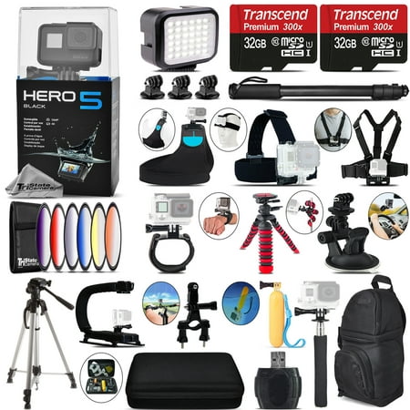 GoPro Hero5 Black 4K Camera + 6PC Graduated Filter Set + Backpack - 64GB (Best Gopro Red Filter)