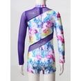 thumbnail image 3 of Aislor Girls Kids Mesh Splice One Piece Gymnastics Jumpsuit Hippop Dance Stage Leotard 6-16 Floral 8, 3 of 7