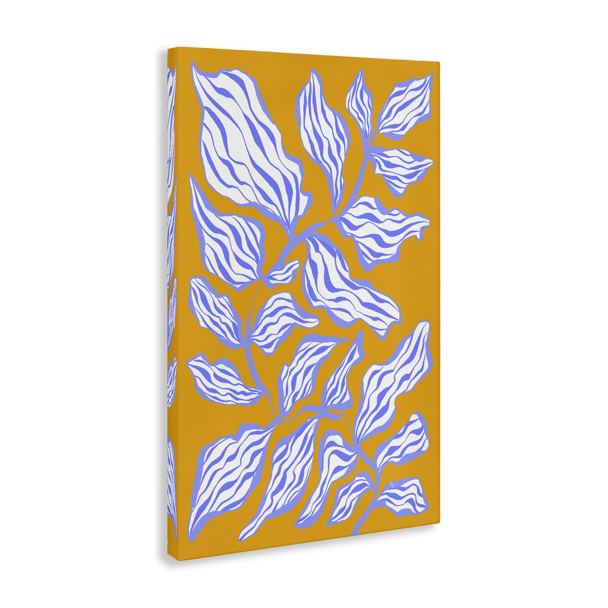 Stupell Industries Leaves on Orange Botanical & Floral Painting Gallery Wrapped Canvas Art Print Wall Art, 24 x 36