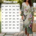 thumbnail image 6 of Xoenoiee Hummingbird Flower Print Women Summer Long Sleeve V Neck Midi Linen Dress Loose Tunic Dress for Beach Vacation Travel, 2XL, 6 of 6