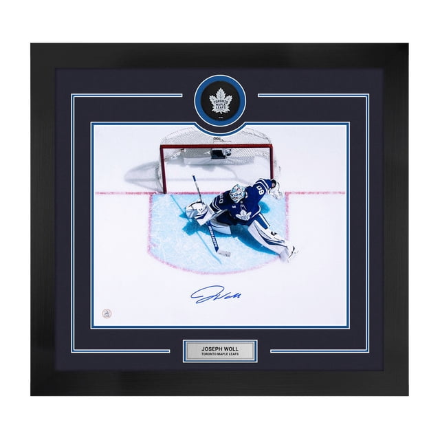 Joseph Woll Logo de Rondelle des Maple Leafs de Toronto Signé Cadre 28x30
