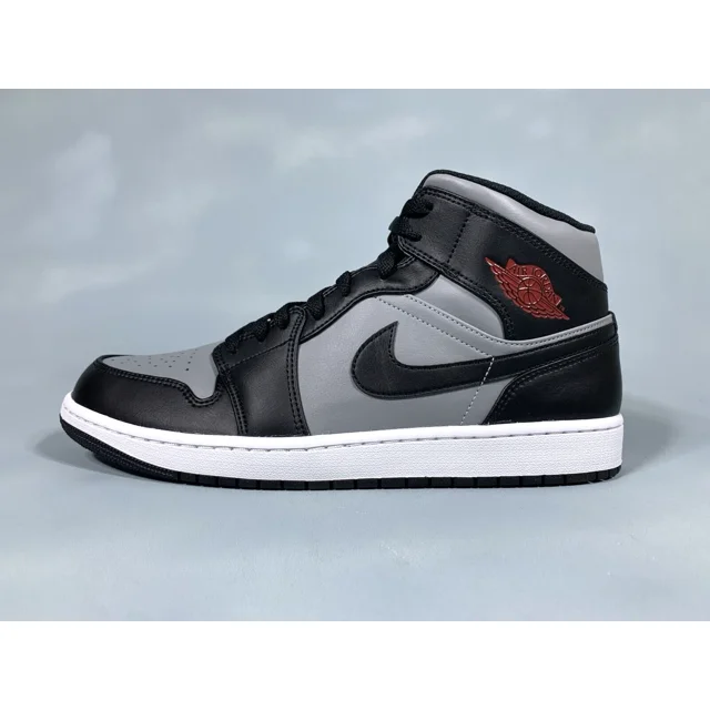 Ni - ke Air Jordan 1 Mid 'Shadow' Black Gym Red Particle Grey 554724-096 Men Size 8.5