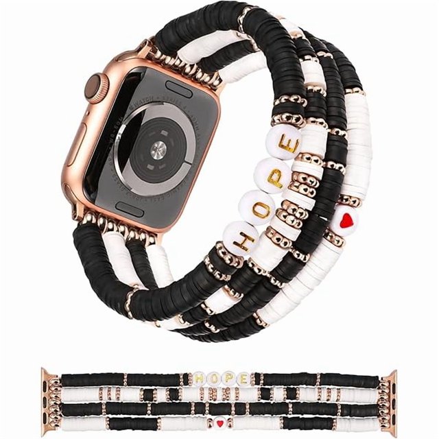 wonima44 Heishi Beaded Bracelet Compatible with Apple Watch Band Cute Stretch Girl Women Summer Clay Preppy Jewelry Band for Iwatch 49/46/45/44/41/40/38mm Series SE 10 9 8 7 6 5 4 3 2 1 Ultra 1/2