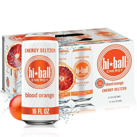Hiball Energy Blood Orange Certified Organic Energy Drink, 16 Fluid Ounce Cans, 8 Count