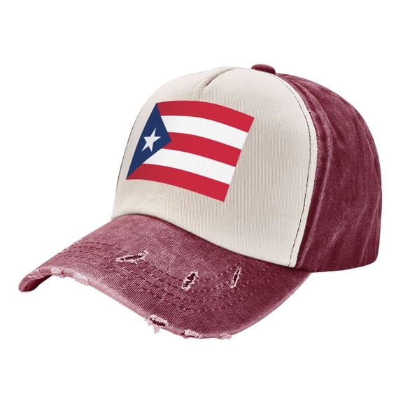 Men Women Puerto-Rico Flag Distressed Twill Cotton Baseball Cap Vintage Adjustable Dad Hat