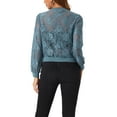 thumbnail image 3 of INSPIRE CHIC Valentine's Day Women's Lace Jackets Stand Collar Zip Up Mesh Sheer Bomber Jacket XS Blue Grey, 3 of 6