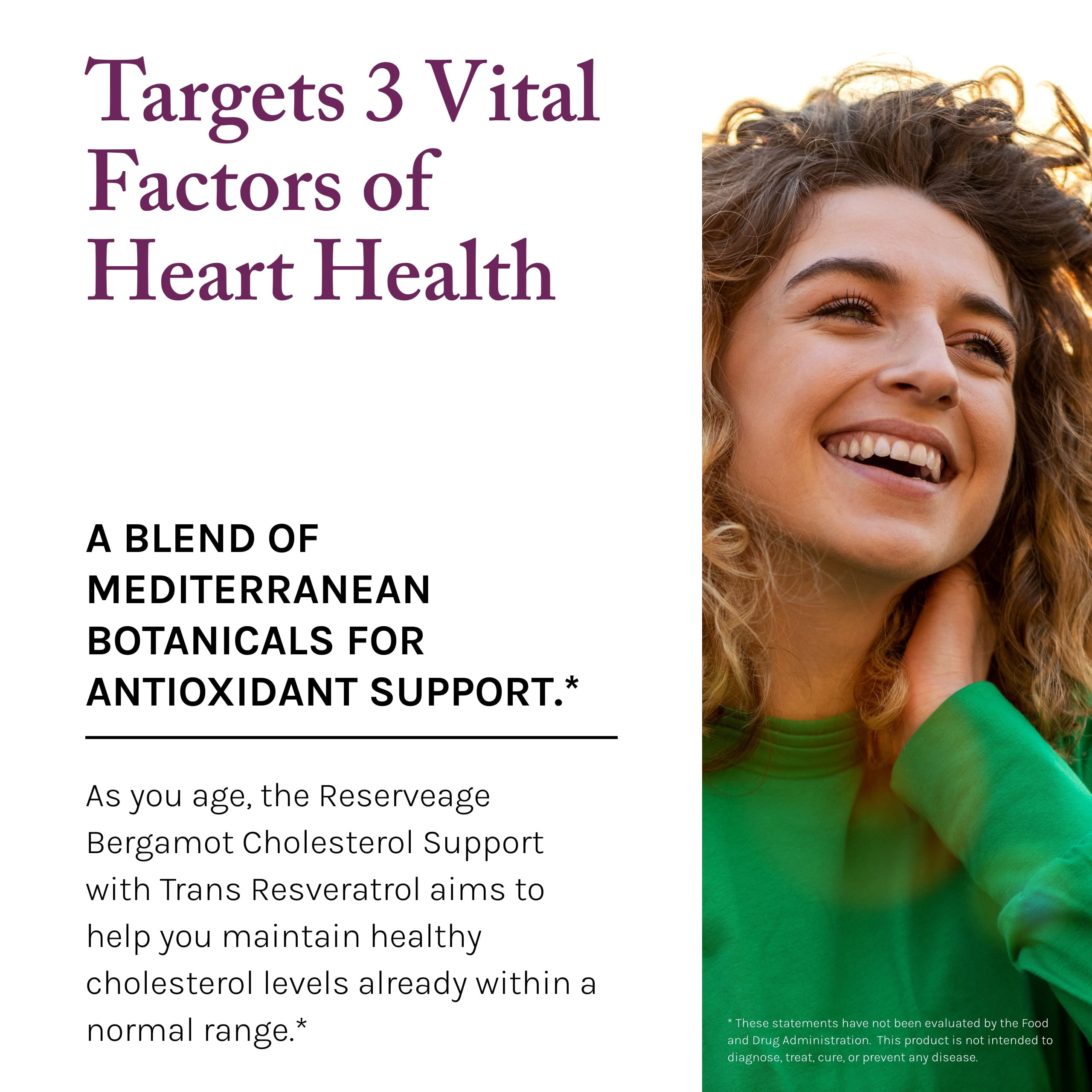 Reserveage Beauty, Bergamot Cholesterol Support with Resveratrol, Antioxidant Supplement for Cardiovascular Support & Heart Health, Vegan, 30 Capsules (30 Servings)