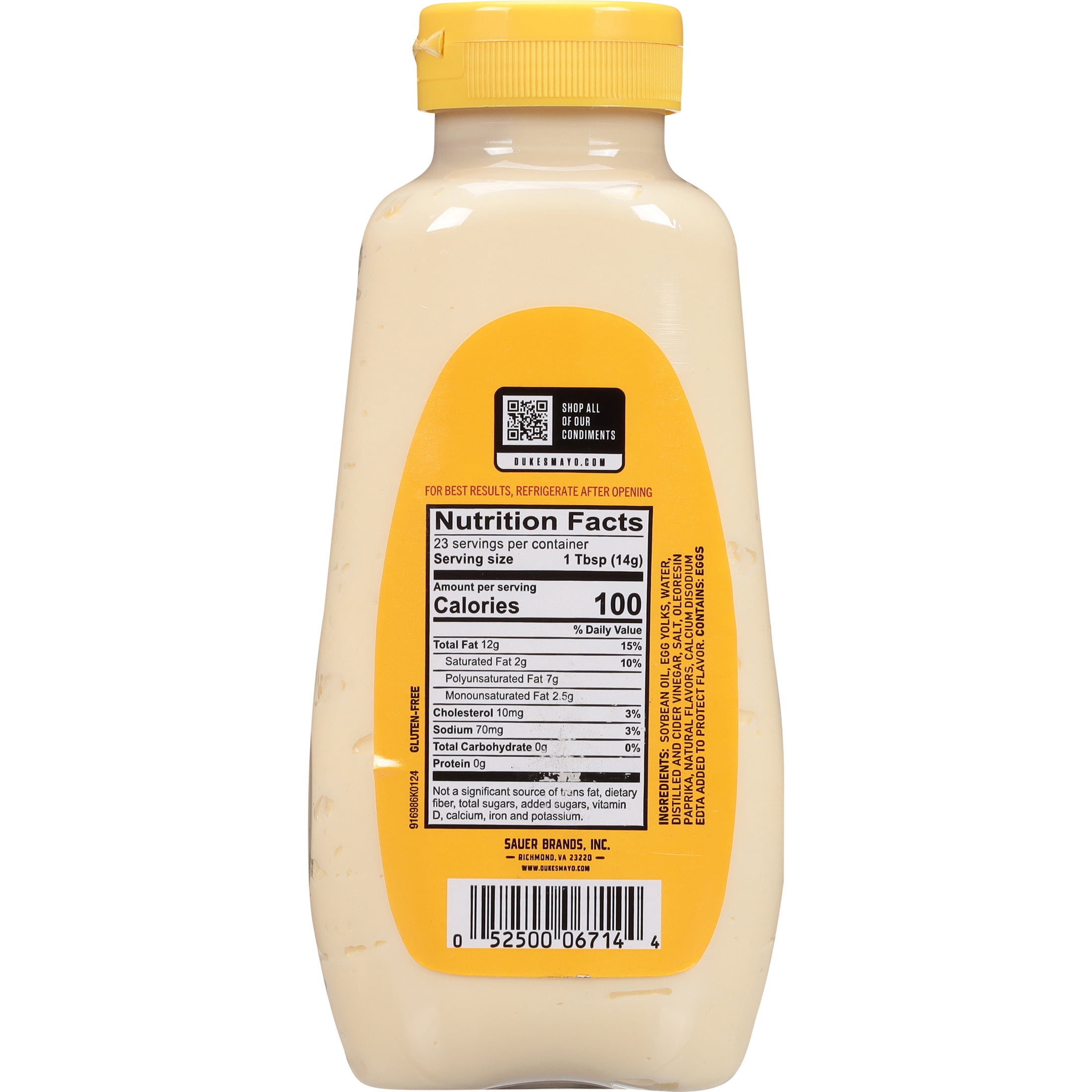 (4 pack) Duke's Real Mayonnaise, 11.5 oz. Squeeze Bottle