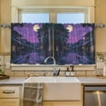 thumbnail image 2 of Yayeee Kitchen Curtains Tier Set of 2 Light Filtering 57"x24" Over Sink Window Panels, Purple Street, 2 of 7
