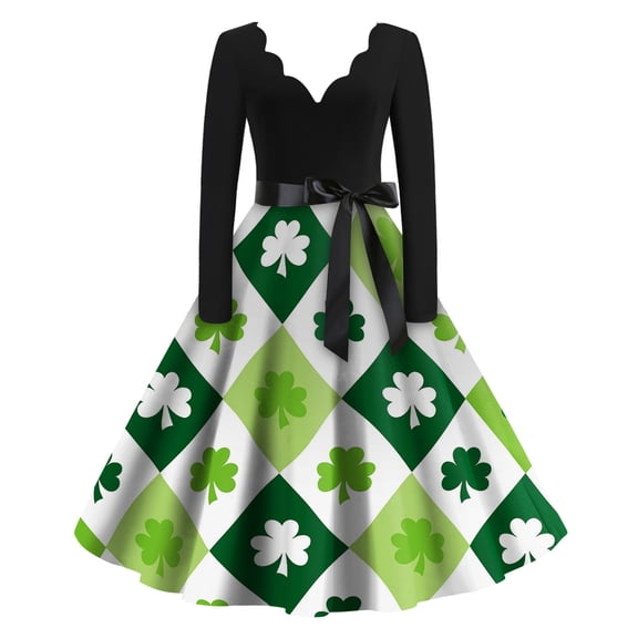 St.Patrick's Day T-shirt Women - Irish Lucky Clover 3/4 Sleeve Shirt, Fashion Shamrock Green Shirt, Costume for St.Patrick's Day|Style GGreenS