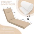 thumbnail image 3 of Snubbull Outdoor Chaise Lounge Cushions, with High-Density Foam, Ties Waterproof & Fade Resistant for Lawn and Pool Lounge Chairs, 72x21x4 inch, Sand, 3 of 6