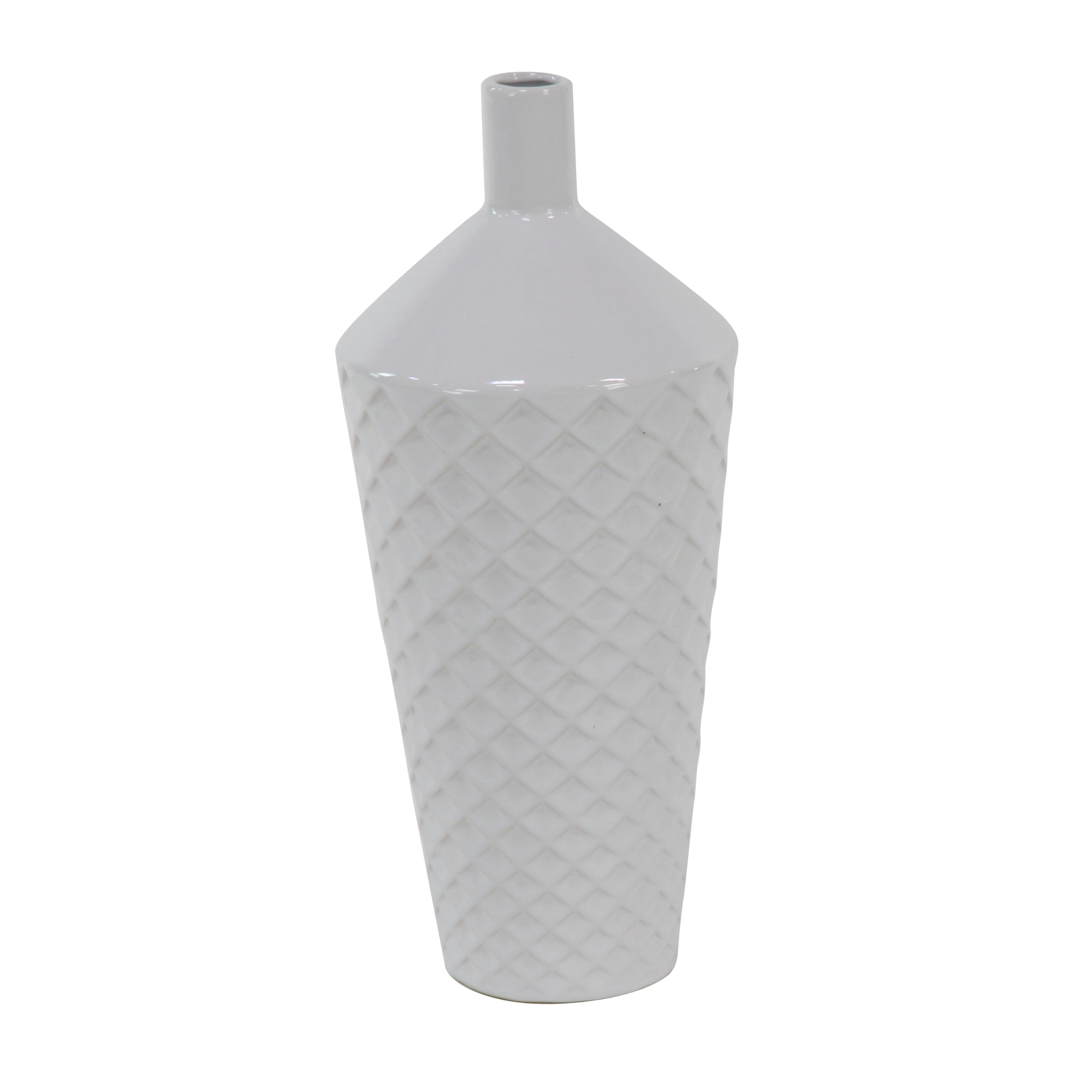 DecMode 10", 13", 15"H White Porcelain Vase, Set of 3